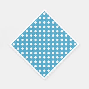 White Polka Dots on Peacock Blue Background Napkin