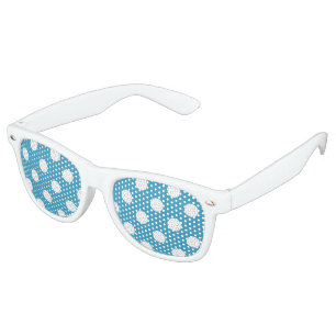 White Polka Dots on Peacock Blue Background Retro Sunglasses