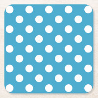 White Polka Dots on Peacock Blue Background