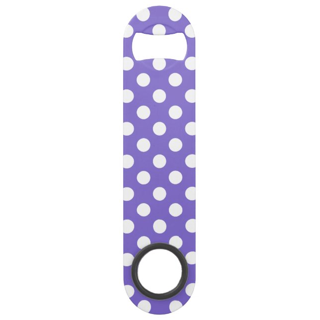 White polka dots on periwinkle (Front)