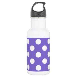 White polka dots on periwinkle 532 ml water bottle