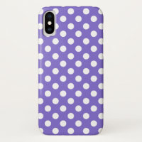 White polka dots on periwinkle