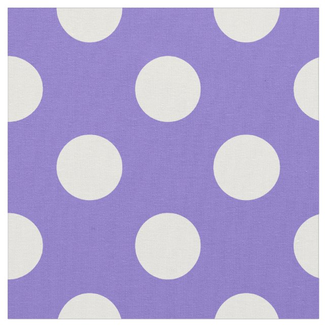 White polka dots on periwinkle fabric (Close Up)