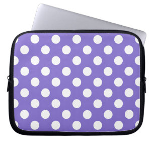 White polka dots on periwinkle laptop sleeve
