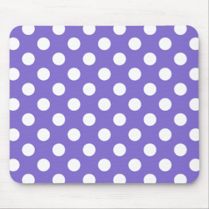 White polka dots on periwinkle mouse pad