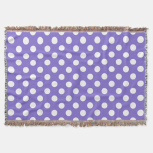 White polka dots on periwinkle throw blanket