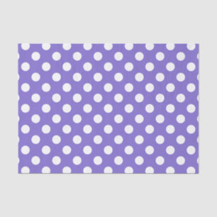 White polka dots on periwinkle tissue paper