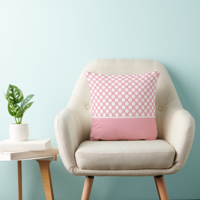 White Polka Dots On Pink Cushion (Chair)