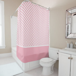White Polka Dots On Pink Shower Curtain