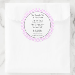 White Polka Dots on Pink Small Business Custom Classic Round Sticker