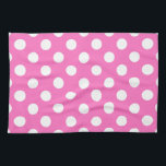 White polka dots on pink tea towel<br><div class="desc">White polka dots on pink</div>