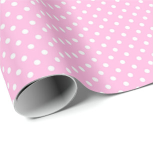 White Polka Dots on Pink  Wrapping Paper