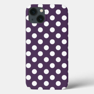 White polka dots on plum purple Case-Mate iPhone c iPhone 13 Case