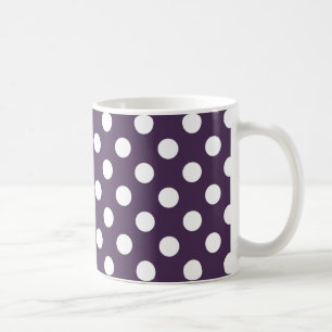 White polka dots on plum purple coffee mug