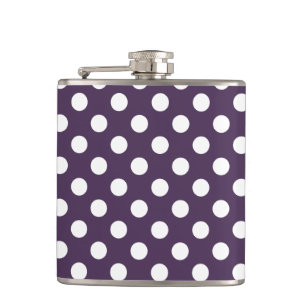 White polka dots on plum purple hip flask