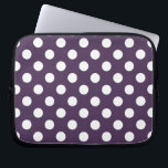 White polka dots on plum purple laptop sleeve<br><div class="desc">White polka dots on plum purple</div>