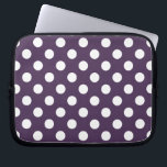 White polka dots on plum purple laptop sleeve<br><div class="desc">White polka dots on plum purple</div>