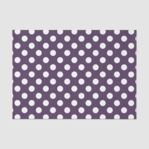 White polka dots on plum purple tissue paper