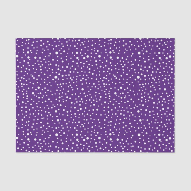 White polka dots on purple Christmas holiday  Tissue Paper (Front)