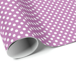White Polka Dots on Radiant Orchid Wrapping Paper