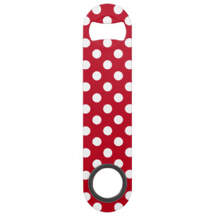 White polka dots on red