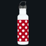 White polka dots on red 710 ml water bottle<br><div class="desc">White polka dots on red</div>