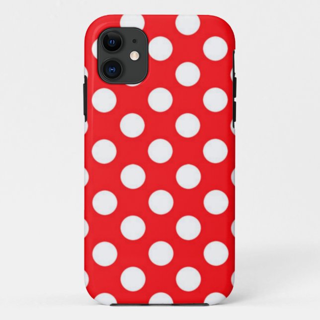 White polka Dots On Red Background Case-Mate iPhone Case (Back)
