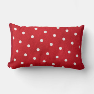 White Polka Dots on Red Background Lumbar Cushion