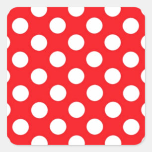 White polka Dots On Red Background Square Sticker