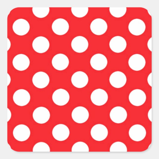White polka Dots On Red Background Square Sticker (Front)