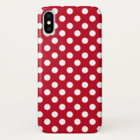 White polka dots on red