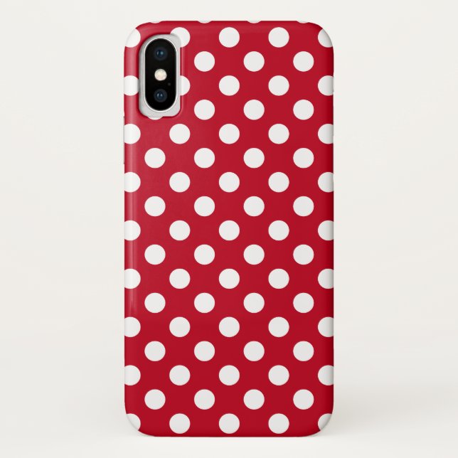 White polka dots on red Case-Mate iPhone case (Back)
