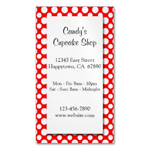 White Polka Dots on Red Custom Business Card