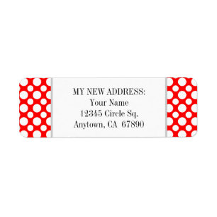 White Polka Dots on Red Custom New Address Label Return Address Label