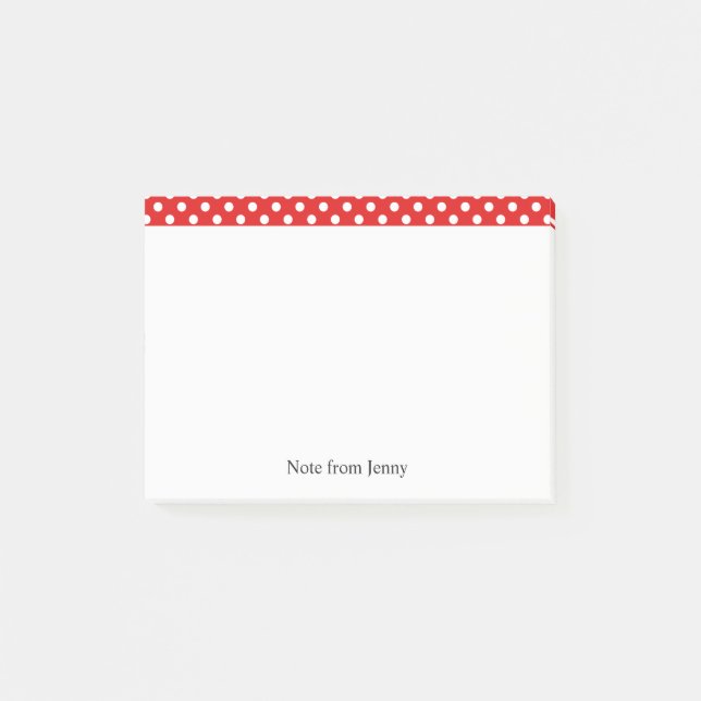 White Polka Dots on Red Custom Text Post-it Notes (Front)
