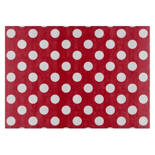 White polka dots on red cutting board (Front)