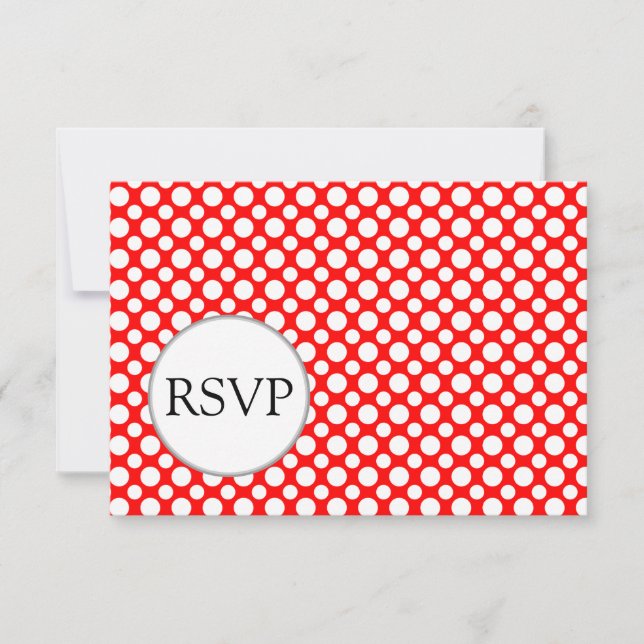 White Polka Dots on Red Editable RSVP Cards (Front)