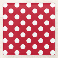 White polka dots on red