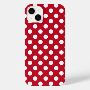 White polka dots on red  iPhone 14 plus case