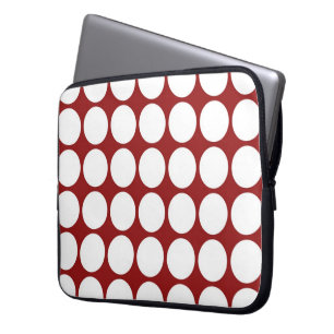 White Polka Dots on Red Laptop Sleeve