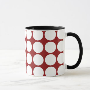 White Polka Dots on Red Mug