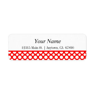 White Polka Dots on Red Return Address Label