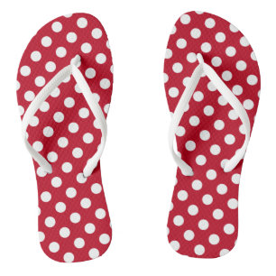 White polka dots on red thongs