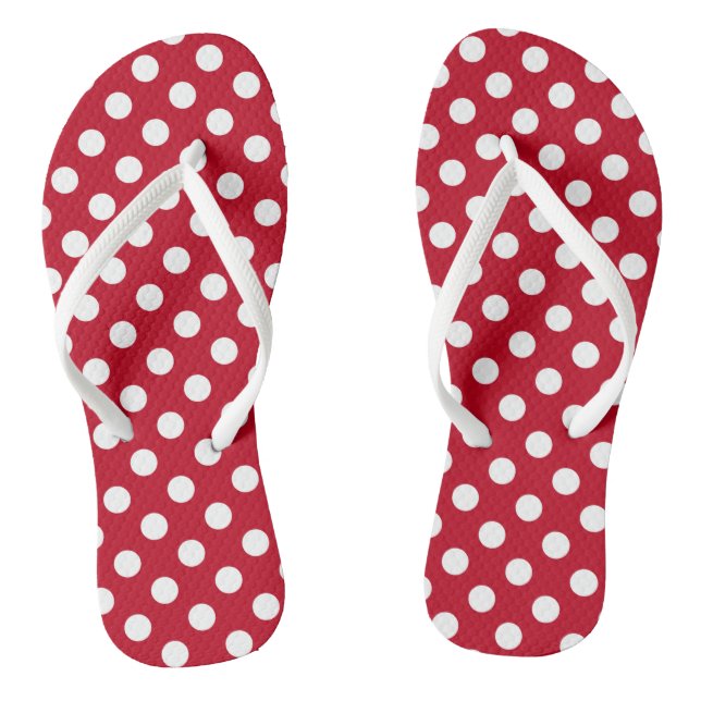 White polka dots on red thongs (Footbed)