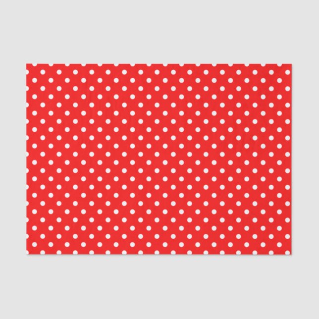 White Polka Dots on Red Tissue Paper (Front)