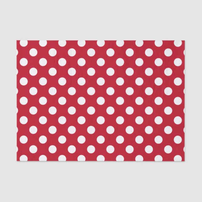 White polka dots on red tissue paper (Front)