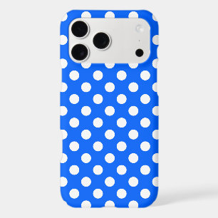 White polka dots on royal blue