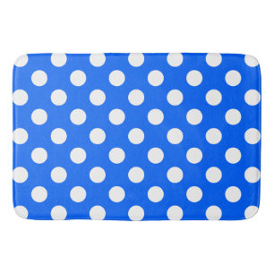 White polka dots on royal blue bath mat