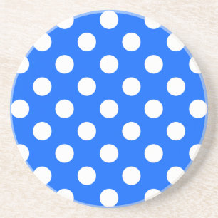 White polka dots on royal blue coaster