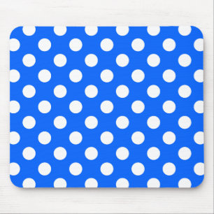 White polka dots on royal blue mouse pad